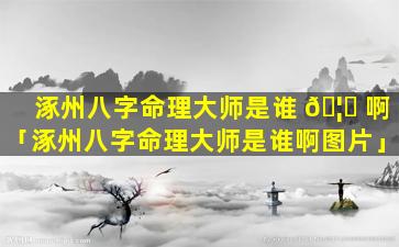 涿州八字命理大师是谁 🦊 啊「涿州八字命理大师是谁啊图片」